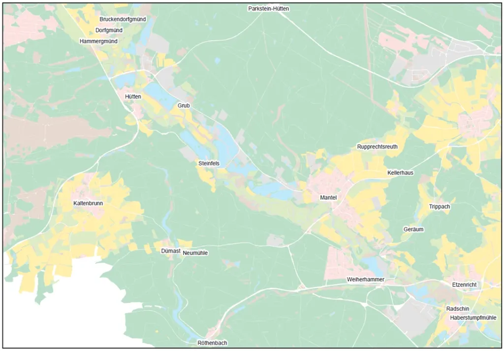 Karte Versorgungsgebiete der Region 